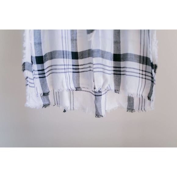 Anthropologie Cloth & Stone Hannah Midi White Plaid Button Down Shirt Dress Sz S - Picture 5 of 11